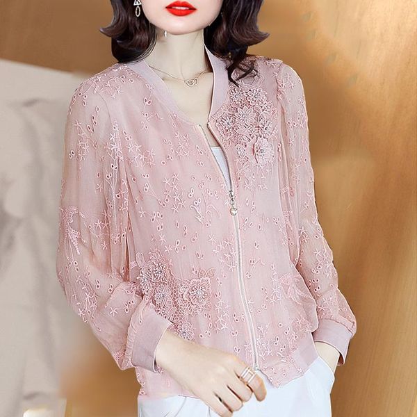 women's jackets thin jacket pink outerwear 2021 summer flower embroidery long sleeve loose office lady, Black;brown
women's jackets thin jacket pink outerwear 2021 summer flower embroidery long sleeve loose office lady, Black;brown