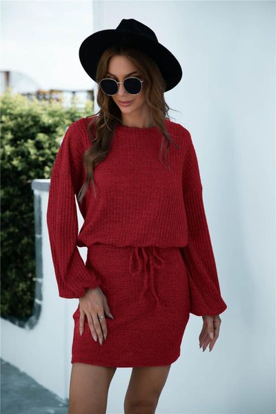 casual dresses 2021 autumn winter women's drawstring o neck long sleeve solid color knitted knit dress for fashionable, Black;gray
casual dresses 2021 autumn winter women's drawstring o neck long sleeve solid color knitted knit dress for fashionable, Black;gray