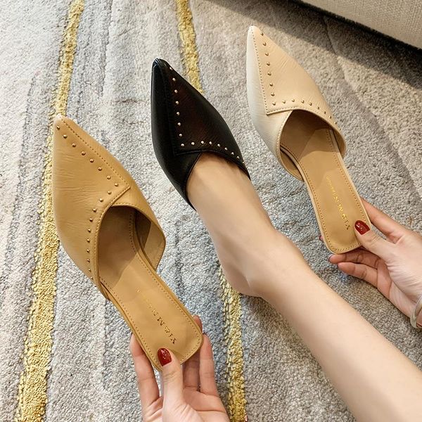 summer pointed thin heel rivet baotou slippers 2021 high-heeled sandals women's shoes wear stylish mulessh mules, Black
summer pointed thin heel rivet baotou slippers 2021 high-heeled sandals women's shoes wear stylish mulessh mules, Black
