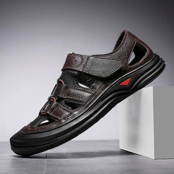 sandals summer men's large size leather non-slip outdoor leisure beach shoes british style roman breathable, Black
sandals summer men's large size leather non-slip outdoor leisure beach shoes british style roman breathable, Black