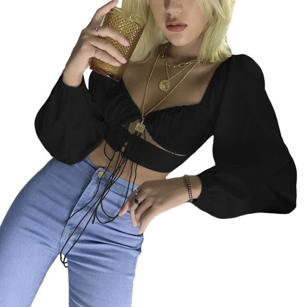 women casual long sleeve t-shirt fashion solid color v-neck bandage hollow exposed navel stitching women's, White
women casual long sleeve t-shirt fashion solid color v-neck bandage hollow exposed navel stitching women's, White