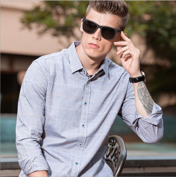 men's classic plaid long sleeve dress shirt men business formal shirts 10 colors, White;black
men's classic plaid long sleeve dress shirt men business formal shirts 10 colors, White;black