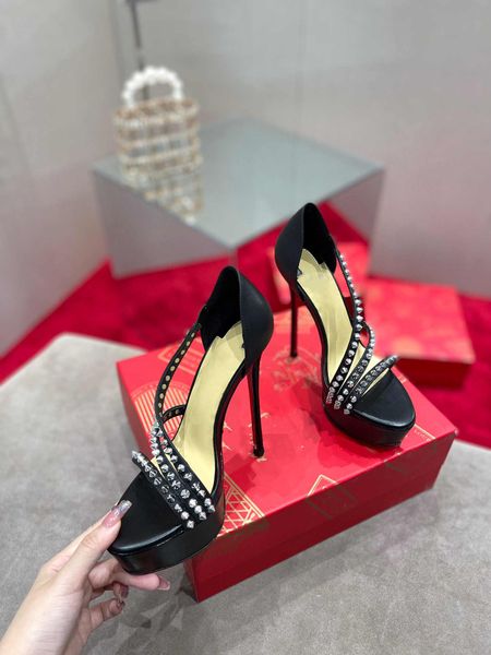 summer designer sandals metal cowskin high heeled 15cm heel ankle rivet platform solid non slip daily outdoor lawn big size women s sandal, Black
summer designer sandals metal cowskin high heeled 15cm heel ankle rivet platform solid non slip daily outdoor lawn big size women s sandal, Black