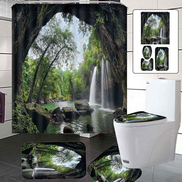 shower curtains forest waterfall curtain for bathroom waterproof non-slip landscape toilet seat cover pedestal rug bath mat set
shower curtains forest waterfall curtain for bathroom waterproof non-slip landscape toilet seat cover pedestal rug bath mat set