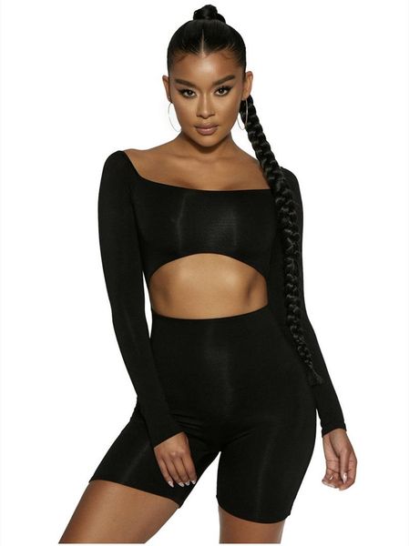 women's leggings 2021 autumn winter european american fashionable wear off shoulder long sleeve hollow out sports one-piece pants set, Black
women's leggings 2021 autumn winter european american fashionable wear off shoulder long sleeve hollow out sports one-piece pants set, Black