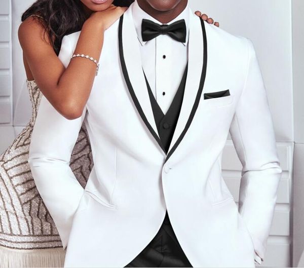 men's suits & blazers white and black wedding tuxedo for groom arrival 3 pieces slim fit men man fashion trajes para hombre with pants, White;black
men's suits & blazers white and black wedding tuxedo for groom arrival 3 pieces slim fit men man fashion trajes para hombre with pants, White;black