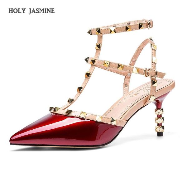 roman fashion pointed toe rivet sandals 6.5cm woman shoes nightclub stiletto heels patent-leather rivets dress, Black
roman fashion pointed toe rivet sandals 6.5cm woman shoes nightclub stiletto heels patent-leather rivets dress, Black