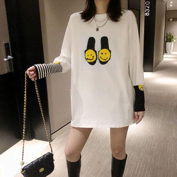 women's t-shirt 2021 spring women long sleeve loose t-shirts fashion joining together clothing, White
women's t-shirt 2021 spring women long sleeve loose t-shirts fashion joining together clothing, White