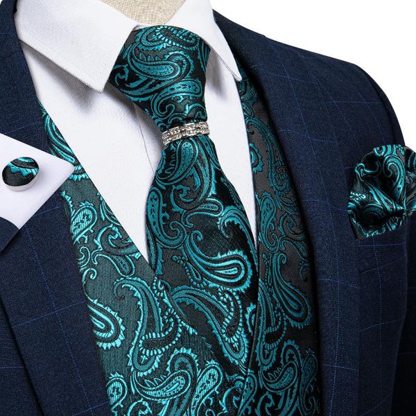 men's vests fashion teal blue paisley men waistcoat neck tie ring set silk jacquard wedding suit vest casual sleeveless jacket dibangu, Black;white
men's vests fashion teal blue paisley men waistcoat neck tie ring set silk jacquard wedding suit vest casual sleeveless jacket dibangu, Black;white