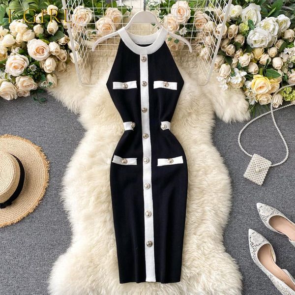 casual dresses retro dress 2021 women fashion halter buckle slimming vestidos knitted summer stretch waist bodycon, Black;gray
casual dresses retro dress 2021 women fashion halter buckle slimming vestidos knitted summer stretch waist bodycon, Black;gray