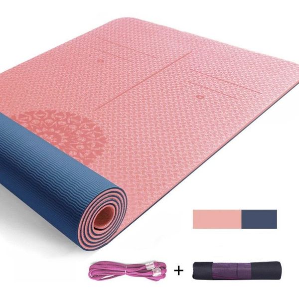 yoga mats tpe mat 6mm for non-slip sports exercise pad with position line fitness gymnastics