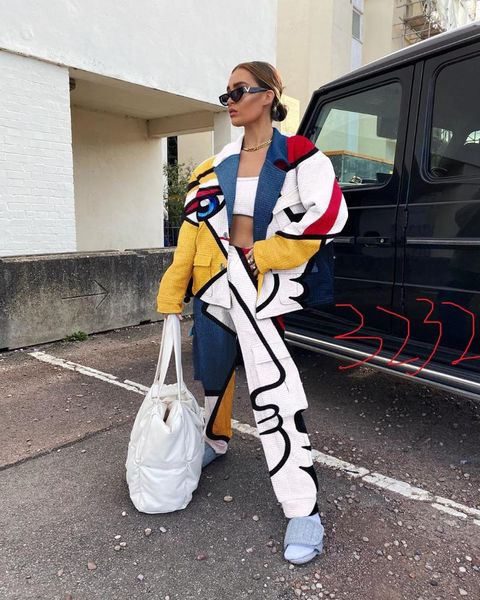 women's two piece pants rmsfe 2021 autumn and winter print long sleeve lapel single breasted bra fashion casual women three set, White 
women's two piece pants rmsfe 2021 autumn and winter print long sleeve lapel single breasted bra fashion casual women three set, White