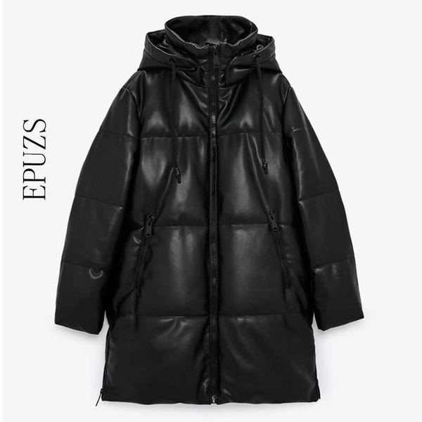 winter hooded padded pu parka women faux leather down jacket female loose zipper overcoat casual warm long coats 211130, Black
winter hooded padded pu parka women faux leather down jacket female loose zipper overcoat casual warm long coats 211130, Black