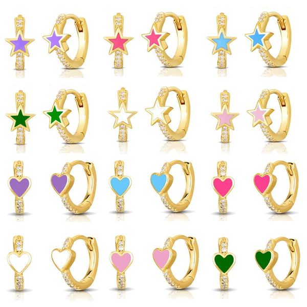 hoop & huggie 1 pair mini small earrings gold color star heart enamel party fashion jewelry trendy white pink arete cubic zirconia, Golden;silver
hoop & huggie 1 pair mini small earrings gold color star heart enamel party fashion jewelry trendy white pink arete cubic zirconia, Golden;silver