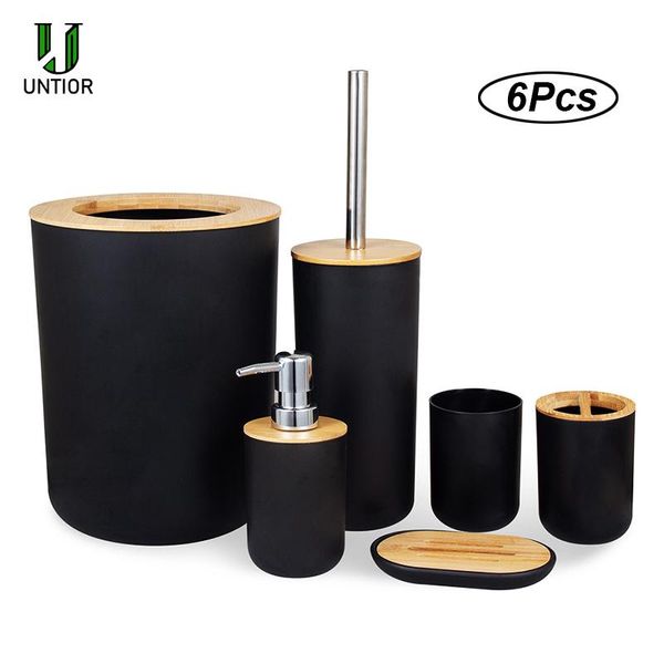 bath accessory set untior 6pcs bathroom accessories bamboo kit toothbrush holder soap dispenser toilet brush trash can
bath accessory set untior 6pcs bathroom accessories bamboo kit toothbrush holder soap dispenser toilet brush trash can