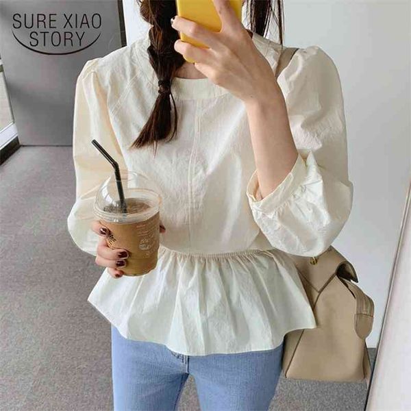 long sleeve shirt women blouses o-neck blouse apricot solid ruffle sashes casual clothes chemisier femme 10102 210421, White
long sleeve shirt women blouses o-neck blouse apricot solid ruffle sashes casual clothes chemisier femme 10102 210421, White