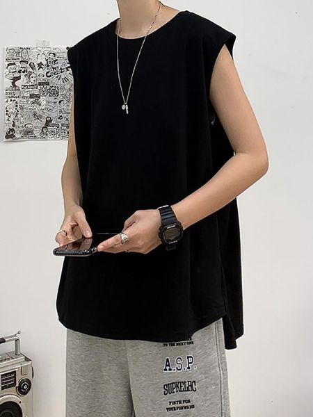 men' tank loose sports mens sleeveless t shirt male korean version short sleeves outside wearing a solid color jacket, White;black
men' tank loose sports mens sleeveless t shirt male korean version short sleeves outside wearing a solid color jacket, White;black