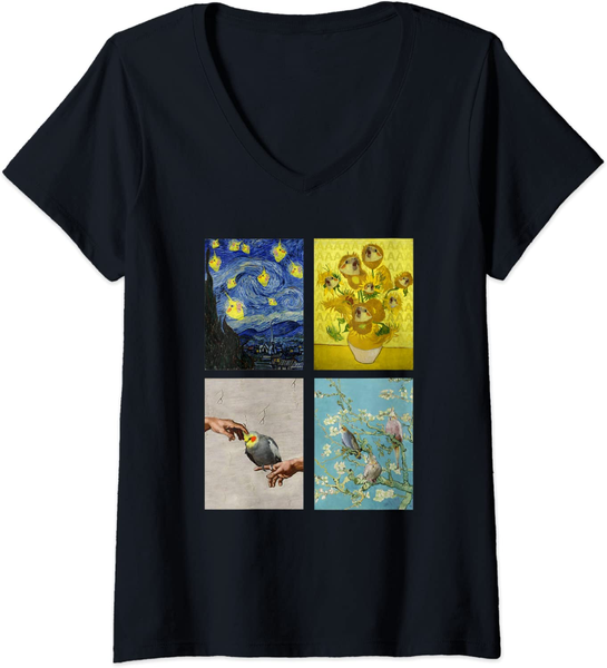 women's t-shirt kaixiaz tee womens artsy birbs fake oil painting funny pet parrot cockatiel v-neck, White
women's t-shirt kaixiaz tee womens artsy birbs fake oil painting funny pet parrot cockatiel v-neck, White