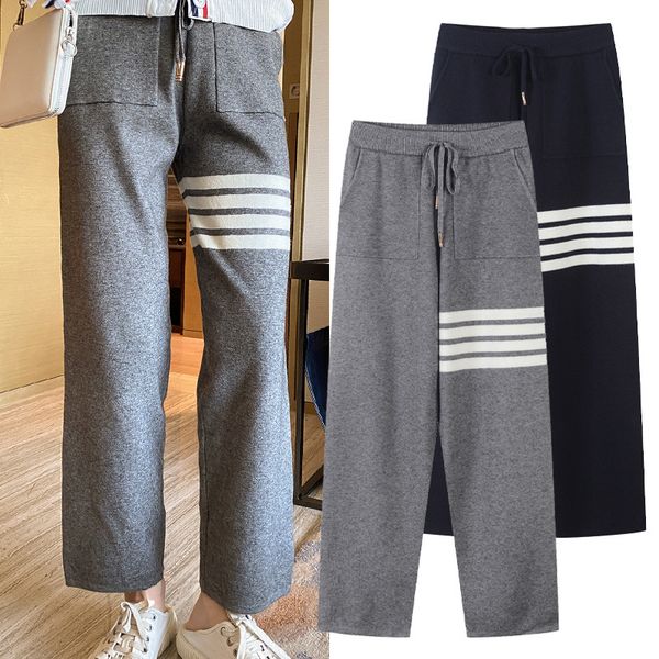men's and women's tb four bar stripe sports casual autumn winter new 2021 loose straight elastic high waist versatile pants, Black;white
men's and women's tb four bar stripe sports casual autumn winter new 2021 loose straight elastic high waist versatile pants, Black;white