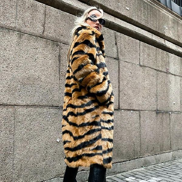 women's fur & faux oeing womens parka winter warm overcoat striped print lapel collar outwear tiger patern, Black
women's fur & faux oeing womens parka winter warm overcoat striped print lapel collar outwear tiger patern, Black