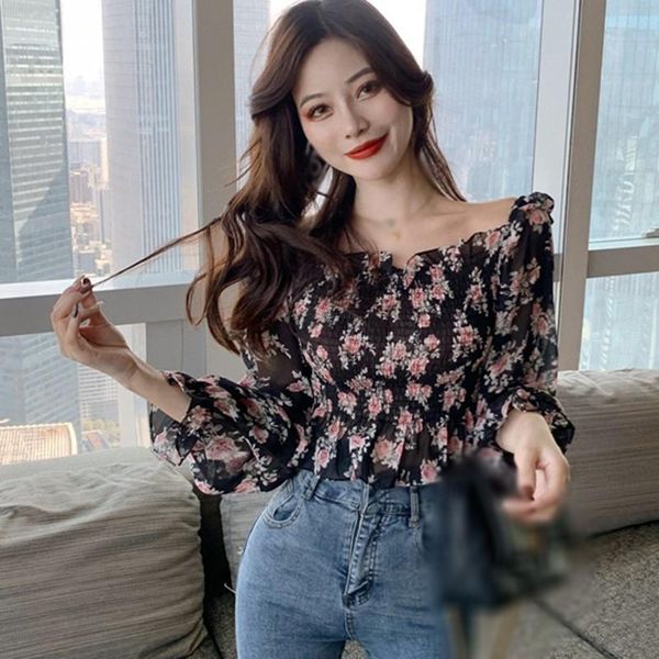 women's blouses & shirts boho style floral print chiffon shirt for women slash neck fashion long sleeve slim clothes, White
women's blouses & shirts boho style floral print chiffon shirt for women slash neck fashion long sleeve slim clothes, White