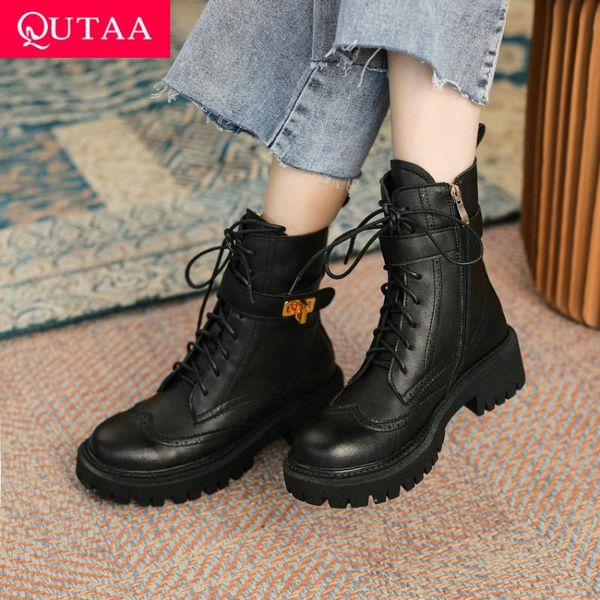 boots qutaa 2022 square low heel elegant winter ankle cow leather round toe women shoes casual lace up ladies pumps size 34-39, Black
boots qutaa 2022 square low heel elegant winter ankle cow leather round toe women shoes casual lace up ladies pumps size 34-39, Black