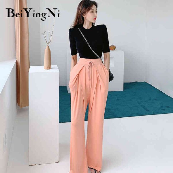 beiyingni women sets korean style female t shirt long pants elegant office ladies suits knitted loose trousers clothes 210416, White
beiyingni women sets korean style female t shirt long pants elegant office ladies suits knitted loose trousers clothes 210416, White