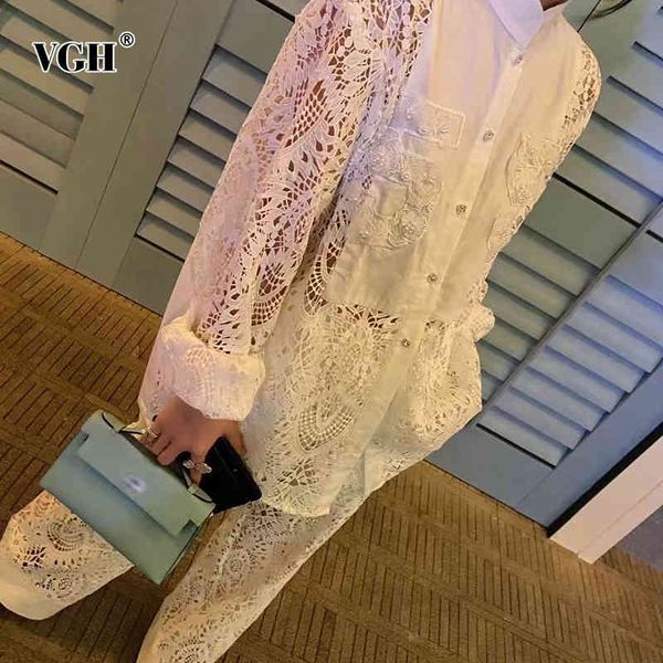 solid two piece set for women lapel long sleeve patchwork shirt high waist hollow out full length pants casual sets female 210507, White
solid two piece set for women lapel long sleeve patchwork shirt high waist hollow out full length pants casual sets female 210507, White