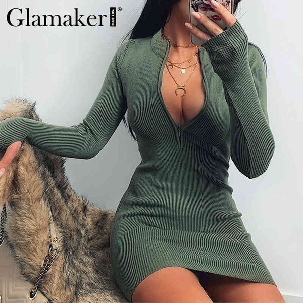 glamaker zipper bodycon club long sleeve dress knitted high waist short dress women spring elegant party black mini dress 210414, Black;gray
glamaker zipper bodycon club long sleeve dress knitted high waist short dress women spring elegant party black mini dress 210414, Black;gray