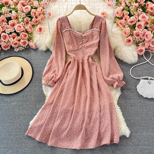 casual dresses super fairy long sleeve square-neck chiffon dress 2021 autumn mid-length waist slimming floral skirt, Black;gray
casual dresses super fairy long sleeve square-neck chiffon dress 2021 autumn mid-length waist slimming floral skirt, Black;gray