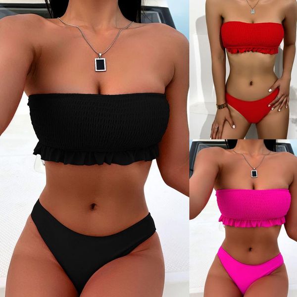 women's swimwear swimsuit female bikini set beach wear push up high waist women scalloped lace-up ruched tankini beachwear biquini, White;black
women's swimwear swimsuit female bikini set beach wear push up high waist women scalloped lace-up ruched tankini beachwear biquini, White;black