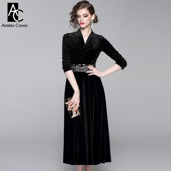 casual dresses s-xxl autumn winter woman dress vintage pattern embroidery waist black velvet ball gown v-neck calf length, Black;gray
casual dresses s-xxl autumn winter woman dress vintage pattern embroidery waist black velvet ball gown v-neck calf length, Black;gray