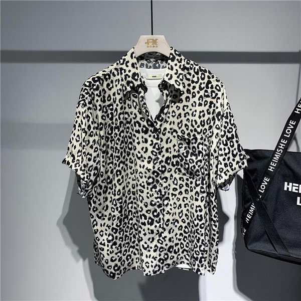 men's casual shirts summer short sleeve floral shirt personalized leopard print retro lapel loose fashion, White;black
men's casual shirts summer short sleeve floral shirt personalized leopard print retro lapel loose fashion, White;black