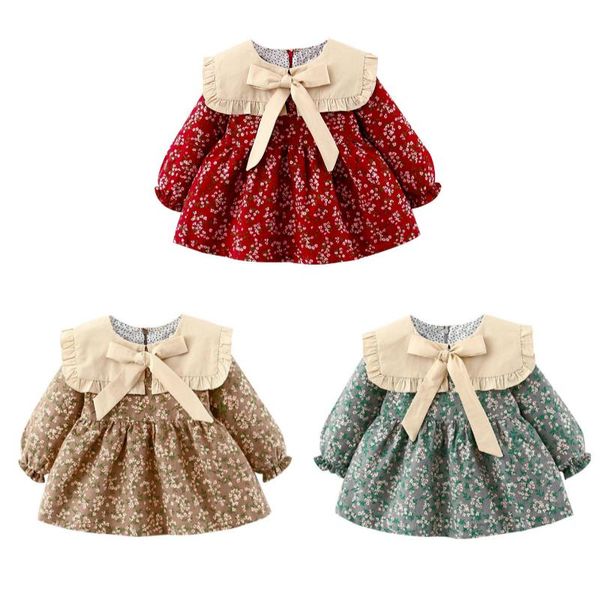 girl's dresses citgeespring born baby girls bow floral infant long sleeve ruffled collar mini dress cotton casual toddler clothes, Red;yellow
girl's dresses citgeespring born baby girls bow floral infant long sleeve ruffled collar mini dress cotton casual toddler clothes, Red;yellow