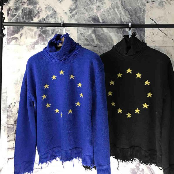 vetements version 1:1 quality europen stars embroider turtleneck sweater hiphop women men sweaters pullover outwear, Black 
vetements version 1:1 quality europen stars embroider turtleneck sweater hiphop women men sweaters pullover outwear, Black