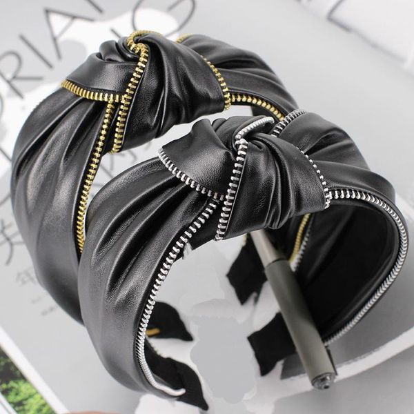 haimeikang fashion black leather zipper hairband for women knot headband hair accessories bands head wrap1
haimeikang fashion black leather zipper hairband for women knot headband hair accessories bands head wrap1