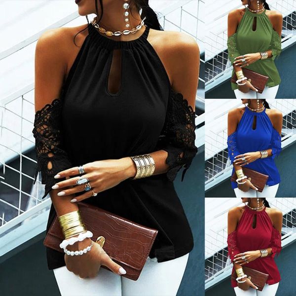 women's blouses & shirts fashion plus size lace shirt summer off shoulder short sleeve ladies elegant halter blouse, White
women's blouses & shirts fashion plus size lace shirt summer off shoulder short sleeve ladies elegant halter blouse, White