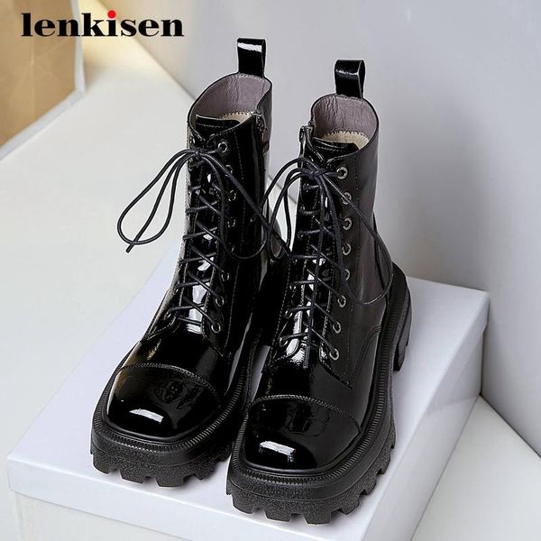 boots lenkisen motorcycle real cow leather cross-tied thick high heel square toe zipper platform coolest fashion ankle l66, Black
boots lenkisen motorcycle real cow leather cross-tied thick high heel square toe zipper platform coolest fashion ankle l66, Black