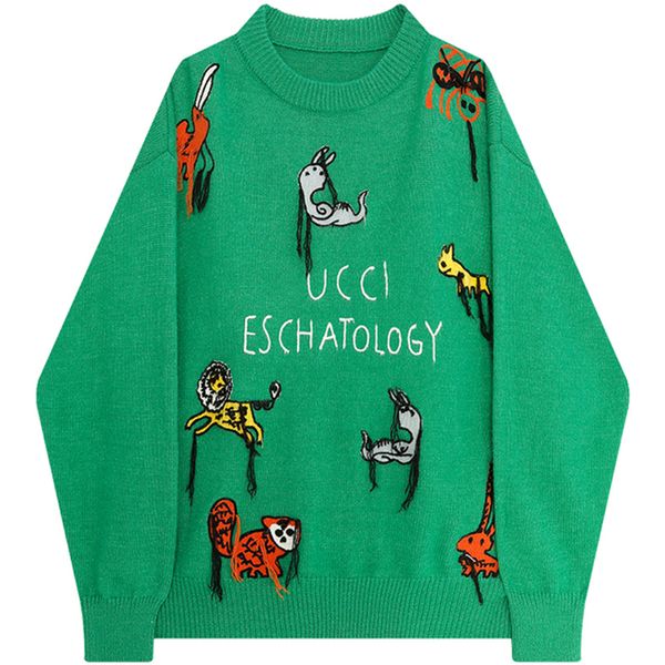 womens sweater winter korean plus size fashion pullover knitted baggy oversized animal embroidery sweater, White;black
womens sweater winter korean plus size fashion pullover knitted baggy oversized animal embroidery sweater, White;black