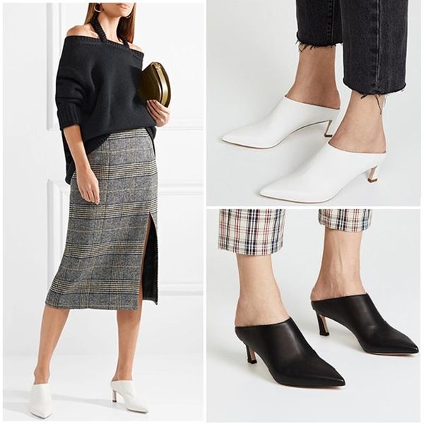 slippers spring summer fashion simple women pointed solid kitten heel mules white elegant leather shoes, Black
slippers spring summer fashion simple women pointed solid kitten heel mules white elegant leather shoes, Black