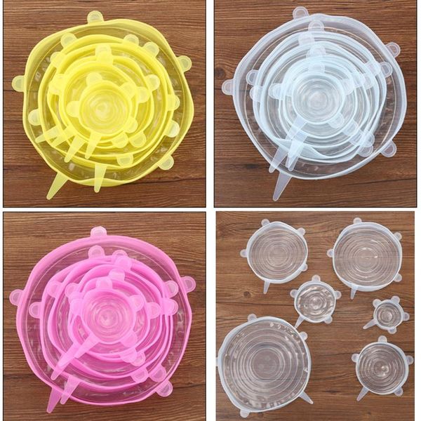 6pcs/set kitchen silicone lids 3 color elastic cover adjustable bowl fresh keeping caps stretchy wrap storage & organization
6pcs/set kitchen silicone lids 3 color elastic cover adjustable bowl fresh keeping caps stretchy wrap storage & organization