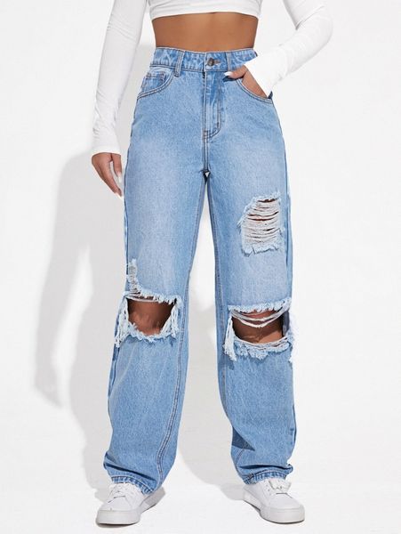 high waist bleach wash cut out ripped frayed jeans n24p#, Blue
high waist bleach wash cut out ripped frayed jeans n24p#, Blue