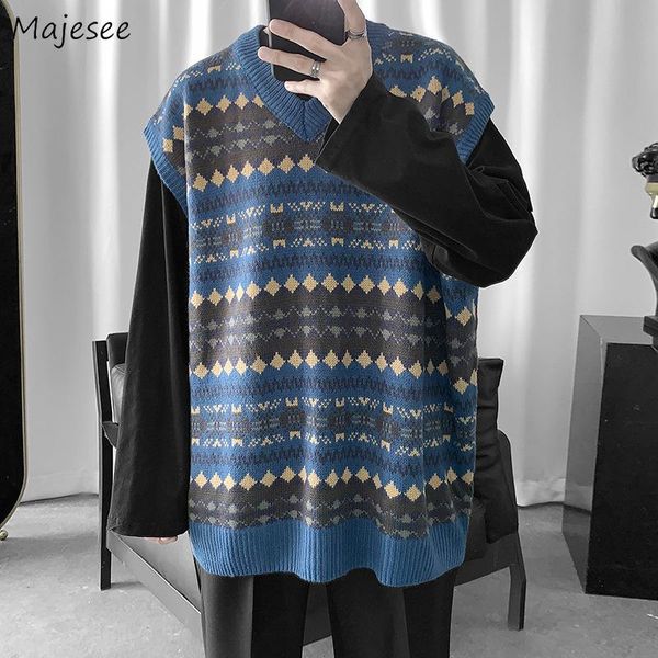 men sweater vest argyle print mens shrug retro chic male outwear all-match baggy selling cozy korean trendy ins ulzzang warm men's vest, Black;white
men sweater vest argyle print mens shrug retro chic male outwear all-match baggy selling cozy korean trendy ins ulzzang warm men's vest, Black;white