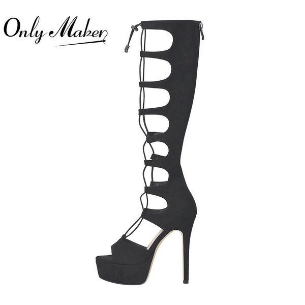 dress shoes onlymaker cross strap sandals lace up thin high heel boot hollow peep toe knee platform zipper, Black
dress shoes onlymaker cross strap sandals lace up thin high heel boot hollow peep toe knee platform zipper, Black
