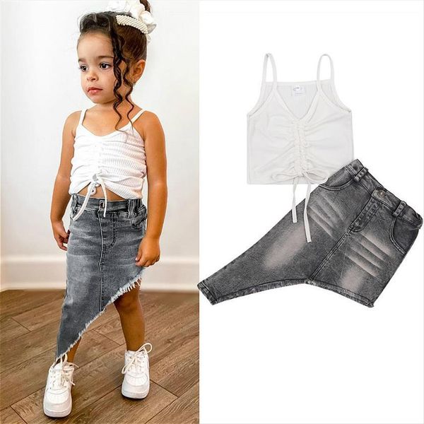 1 6y kids baby girls clothes sets summer sleeveless drawstring crop irregular denim skirts fashion children outfits, White
1 6y kids baby girls clothes sets summer sleeveless drawstring crop irregular denim skirts fashion children outfits, White