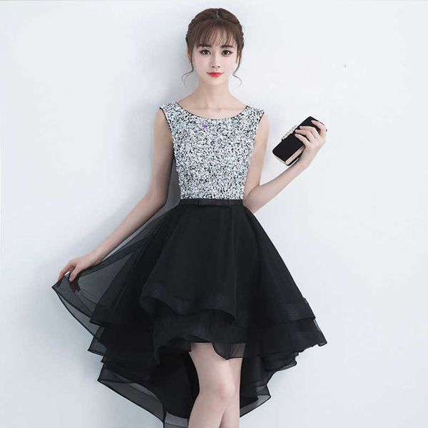 luxury party evening dress evening black 2021 korean slim party dr's front short back long, Black;gray
luxury party evening dress evening black 2021 korean slim party dr's front short back long, Black;gray