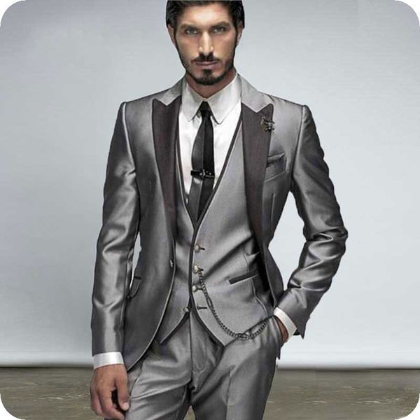 men's suits & blazers classic gray men's suits from the groom's wedding smoke jacket fine suit men three blazers put vest on, White;black