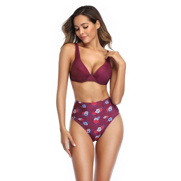 women's swimwear high waist floral print women female swimsuit bikini set v-neck two pieces 2021 wx9068, White;black
women's swimwear high waist floral print women female swimsuit bikini set v-neck two pieces 2021 wx9068, White;black