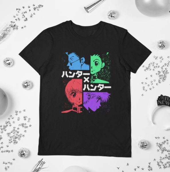 r1 hunter x hunter friends team gon kurapika killua art anime manga black tshirt, White;black
r1 hunter x hunter friends team gon kurapika killua art anime manga black tshirt, White;black