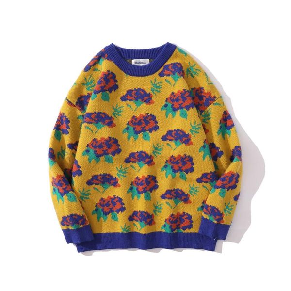 men's sweaters harajuku men sweater flowers jacquard knitted pullovers autumn streetwear retro couples loose round neck cotton knitwear, White;black
men's sweaters harajuku men sweater flowers jacquard knitted pullovers autumn streetwear retro couples loose round neck cotton knitwear, White;black